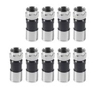10PCS Waterproof RG6 F-Type Coaxial Compression Connectors Black Straight Adapters for Satellite Cable TV Antenna Installations(75-5F)
