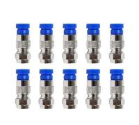 10PCS Waterproof RG6 F-Type Coaxial Compression Connectors Black Straight Adapters for Satellite Cable TV Antenna Installations(RG6 F Blue)
