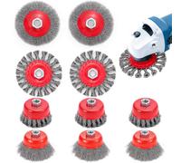 10PCS Wire Wheel for 4 1/2" Angle Grinder Set, Wheel Brushes with 5/8" Thread Arbor for Rust, Paint Removal