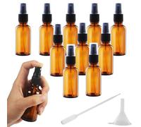 10PcsFlacon Spray Vide, 50ml Ambré Bouteille Spray Verre, Flacon Huile Essentielle Vide avec entonnoir et Goutteur, adaptés aux huiles essentielles, Aromathérapie, Parfum, Soins de la peau, massage