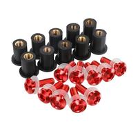10Pièces 5mm Pare-brise Boulons Déflecteurs De Vent Kits Pour XJ6 YZF R1 R3 R25 R6 FJR1300 XT600 TDM 850 900 Pour Tmax 530 Vis Écrous(ROUGE)