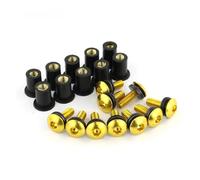10pièces/Set Kit Moto M5 15mm Métrique Caoutchouc Puits Écrous Pare-brise Carénage Capot Moto Vis Boulons Vis Écrous(OR)