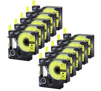 10pk noir sur un bande d'étiquette jaune compatible avec D1 45018 1/2 pouce Compatible avec une utilisation avec les imprimantes LabelManager 100 120p