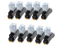10set MY2NJ bobine DPDT relais de puissance électromagnétique avec socle prise, 8 broches DC/AC 12V 24V 36V 110V 220V 380V(DC 12V)