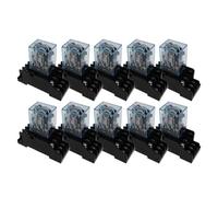 10Set MY3NJ HH53P 3NO3NC Relay with Socket Base Coil DPDT Electromagnetic Relay Switch LED AC110/220V DC6/24V(DC,110V) Controls Relays
