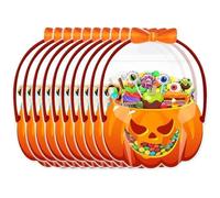 10stück Halloween Eimer Für Süßigkeiten - Umweltfreundliches Material Kür eutel | Transparente Wiederverschließbare Halloween Taschen Mit Griffen | Süßes-Oder-Saures Beutel Für Snacks 7 Geschenke