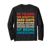 10th Birthday 10 Years of Being Awesome Vintage 10 Years Old Manche Longue