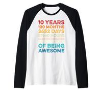 10th Birthday 10 Years of Being Awesome Vintage 10 Years Old Manche Raglan