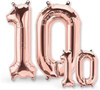10Th Birthday Balloon - Pack Of 2 - Number 10 Balloons In Rose Gold - 10Th Birthday Decoration For Women Or Men - Helium Inflatable - For A Dazzling Celebration