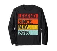 10th Birthday Gifts Legend Since May 2015 10 Years Old Manche Longue