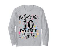 10th Birthday Gifts Shirt This Girl is Now 10 Double Digits Manche Longue