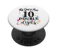 10th Birthday Gifts Shirt This Girl is Now 10 Double Digits PopSockets PopGrip Adhésif