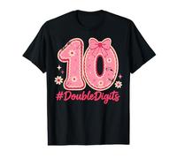 10th Birthday Girl Pink Coquette 10 Year Old Double Digits T-Shirt Graphique avec Valeur