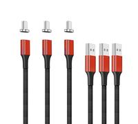 10Th Génération Câble Magnétique,Chargement Rapide Et Transfert De Données Pour Usb\U2013C Smartphones (1M/3 Pack Red)