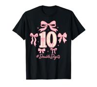 10th Pink Floral Coquette Bow Double Digits Birthday Girl T-Shirt Graphique avec Valeur