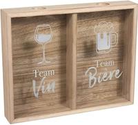 10ViN 39-1K-016 Cadre Collectionneur Bouchon Addict Bière et Vin Beige Blanc et Transparent Bois et Verre H24,5 x 5 x 30,5 cm