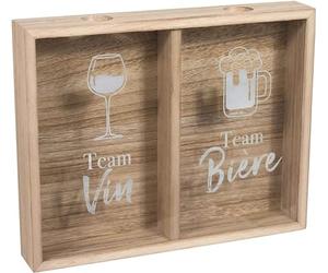 10ViN 39-1K-016 Cadre Collectionneur Bouchon Addict Bière et Vin Beige Blanc et Transparent Bois et Verre H24,5 x 5 x 30,5 cm