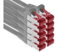 10x 1m CAT6 S/FTP PIMF Shielded Network Cable CAT.6 RJ45 Ethernet Cable Router LAN DSL Switch Modem Patch Panel - Grey - 10 Pieces