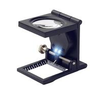 10X 28mm Loupe de Table Compte-Fils en Alliage de Zinc et Verre Pliable avec 2led Loupe de Lecture Grande Lentille pour Travail Bureau Maison réparation Hobby Artisanat journaux(Noir)