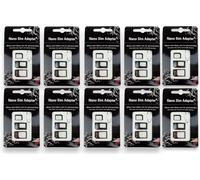 10X Adaptateur Carte Sim Telephone 4 en 1 pour Tous Les Appareils Mobiles (Adapter Nano vers Micro, Micro vers Standard, Nano vers Standard) + Clip pour Extraire Universel Sim Adapter