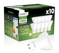 10x Ampoule LED GU10 Réflecteur PAR16 5 2W = 55W 720LM 4000K Blanc neutre 38° LUMILED