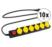 10x Bloc Multiprise Extérieur Etanche 6 Prises avec Interrupteur Rallonge IP44
