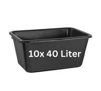 10x Boîte 40 Litre Mortier Seau à Mortier Ciment Seau Speiswanne Noir