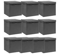 10x Boîtes de Rangement avec Couvercle Tissu Organisateur Stockage vidaXL