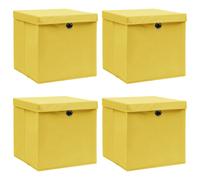 vidaXL Boîtes de rangement et couvercles 10 pcs Jaune 32x32x32cm Tissu Multicolore