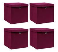 vidaXL Boîtes de rangement 10 pcs Rouge foncé 32x32x32 cm Tissu