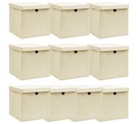 10x Boîtes de Rangement avec Couvercle Tissu Organisateur Stockage vidaXL