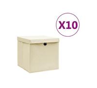 vidaXL 10x Boîtes de Rangement avec Couvercles Coffres de Rangement Boîtes d'Emballage Stockage Foulards Chaussettes Sous-vêtements 28x28x28 cm Crème 325218 Crème G