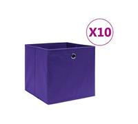 10x Boîtes de Rangement Coffres de Rangement Boîtes d'Emballage Stockage Chaussettes Sous-vêtements Tissu Intissé 28x28x28 cm Violet 325213