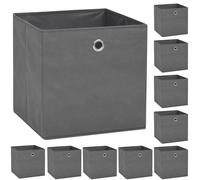 10x Boîtes de Rangement Tissu Non-tissé 32x32x32 cm Gris Coffre Chambre vidaXL