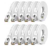 10x Câble Ethernet CAT7 plat 5m U/FTP 10 Gbit/s fiches RJ45 Cat6a blanc