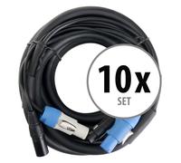 10x Cable Hybride DMX Powerplug DJ PA Effet XLR 3-Pin Male Femelle Speakon 10m