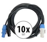 Pronomic Stage PPD-2.5 Câble Hybride Powerplug/DMX Lot de 10 - Câble combiné pour alimentation et signal DMX - Fini les câbles emmêlés pour connecter les effets lumineux - Longueur : 2,5 m - Noir