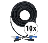 10x Cable Hybride DMX Powerplug DJ PA Effet XLR 3-Pin Male Femelle Speakon 20m
