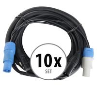 10x Cable Hybride DMX Powerplug DJ PA Effet XLR 3-Pin Male Femelle Speakon 5m