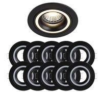10x Cadre Encastrable Noir Ø92mm Pour Ampoules GU10, Trou 75mm, IP20