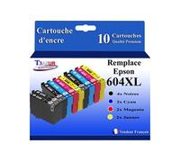 - 10x Cartouches compatibles avec Epson Expression Home XP-2200, XP-2205, XP-3200, XP-3205, XP-4200, XP-4205, 604 XL
