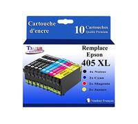 - 10x Cartouches compatibles avec Epson WorkForce Pro WF-3820DWF (4Noires + 2Cyan + 2 Magenta + 2 Jaunes)