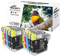 10X Cartouches D'Encre Compatibles Pour Brother Lc-980 Lc-1100 Cartouche D'Encre Pour Dcp-145C Dcp-195C Dcp-165C Mfc-250C Mfc-490Cw Mfc-5490Cn Mfc-5890Cn (4 Noir, 2 Cyan, 2 Magenta[ENC942393]