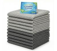 10x Chiffon Microfibre Gaufré Cuisine, Torchon Vaisselle, Torchon Barista 380GSM Ultra Absorbant & Séchage Rapide, Grande Lavette Ménage 40x40cm pour Verres, Machine à Café & Vitres, Gris Foncé/Clair