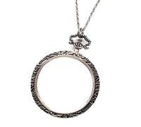 10X Collier Loupe de Poche Loupe Monocle Suspendu Pendentif Chaîne de Lecture Loupe Loupe Avec Lentille en Verre 47mm for Livres Journaux Cartes Artisanat Hobby (Couleur : Silver)