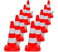 10x Cône Signalisation Réfléchissant Rouge Blanc Parking Trafic Route vidaXL