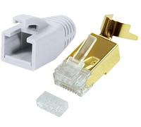 10x Connecteur RJ45 CAT7/CAT6A/CAT8.1 Blanc Métal Or câble d'installation