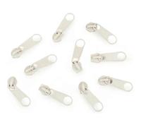 10x Curseur N°3 Non Verrouillable Pour Fermeture Éclair À Glissière Spirale Zipper Tirette Métal Idéal Jupe, Crème