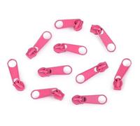 10x Curseur N°3 Non Verrouillable Pour Fermeture Éclair À Glissière Spirale Zipper Tirette Métal Idéal Jupe Vêtement, Rose Moyen
