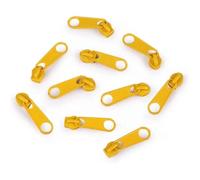 cyclingcolors 10x Curseur N°3 Non Verrouillable pour Fermeture éclair à Glissière Spirale Zipper Tirette Métal idéal Jupe Vêtement Robe Maroquinerie Confection Coussin, jaune foncé